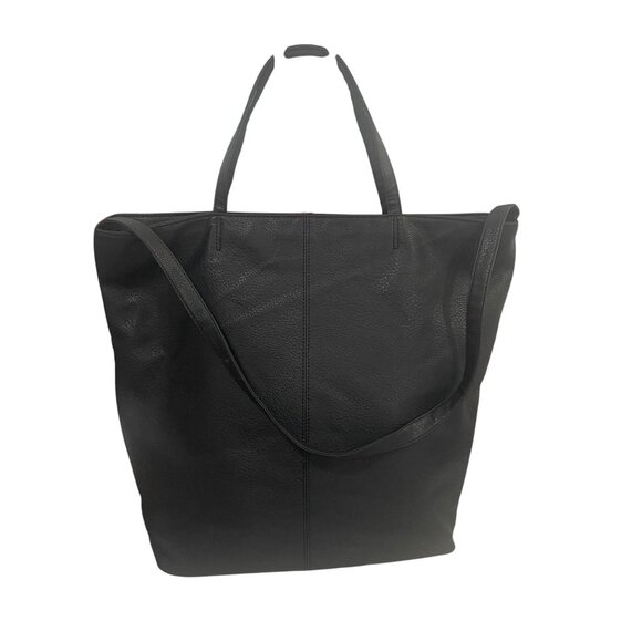 London Fog Tote Bag Black Brown Vegan Leather Shoulder Purse Work Carryall - Picture 8 of 10